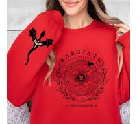 (XXXL, red) Basgiath War College Double-side Sweatshirt Fourth Wing Graphic Tee Fly or Die Shirt Vintage Pullover Bookish Hoodie Sweatshirt