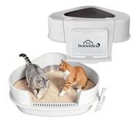 XXXL Stainless Steel Litter Box with Lid, Corner Space-Saving Enclosed Cat Litter Box for Large Cats, High Sided Metal Litter Boxes, Carbon Filter Odor Removal,Anti-Urine Leakage with Litter Scoop