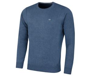 (XXXXL, Denim Marl) Calvin Klein Mens 2026 Crew Neck Cotton Breathable Golf Sweater
