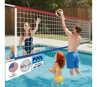 XXXYYY Upgraded Swimming Pool Volleyball Net Replacement, Lengthened 15FT-28FT Adjustable, Upgraded Weather Resistance with Waterproof, Thicker Borders and Nylon Straps-15x3FT, Red Blue(Net Only)