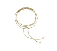 XXYAOCHEN Statement Necklace Stylish Rectangular Beaded Retro Minimalist Geometric Sweater Chain-yellow-A