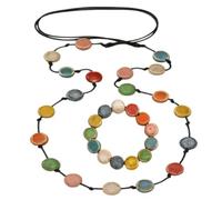 XXYAOCHEN Statement Necklace Women'S Fashion Retro Colorful Long Versatile Round Sweater Chain-A-A