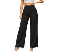 XXYAOCHEN Wide Leg Pants ，Lounge Pants Women'S Fashionable Wide-Leg Slim-Fit Long Versatile Office Pants-black-XXXL
