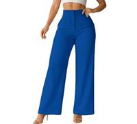 XXYAOCHEN Wide Leg Pants ，Lounge Pants Women'S Fashionable Wide-Leg Slim-Fit Long Versatile Office Pants-blue1-XL