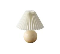 XXZY Table Lamp Retro Ceramic Bedside Lamp Fabric Pleated Lampshade Nightstand Lamp Living Room Bedroom Warm Decorative Lamp (Color : Beige)