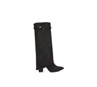 Xy London 'aaliyah' Fold Over Zip Up Heeled Knee High Boots In Jet Black Jet Black 7