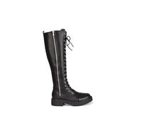 Xy London 'ada' Chunky Lace Up Knee High Boots With Deco Zip In Black Black