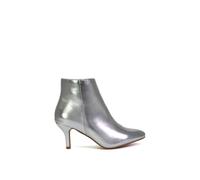 Xy London 'anastsia' Low Mid Kitten High Heel Stiletto Zip-Up Ankle Boots In Metallic Silver Metallic Silver 7