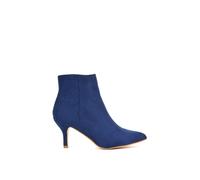 Xy London 'anastsia' Low Mid Kitten High Heel Stiletto Zip-Up Ankle Boots In Navy Navy 6