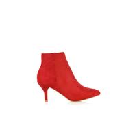 Xy London 'anastsia' Low Mid Kitten High Heel Stiletto Zip-Up Ankle Boots In Red Red 7