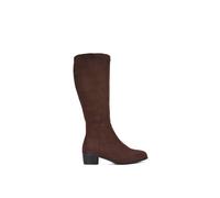 Xy London ‘Anne’ Knee High Boots With Low Block Heel In Dark Brown Dark Brown