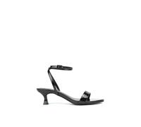 Xy London 'antonia' Kitten Low Heel Strappy Sandal Two Part Heeled Shoes In True Black True Black 6