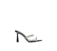 'Luella' Perspex Clear Pointed Sparkly Slip On Stiletto Heels XY London True Black 6