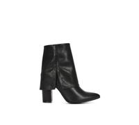 Xy London 'ayla' Fold Over Ankle Boots Layered Point Toe Block Heel Booties In Black Black 7