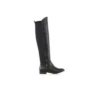 Xy London 'bella' Flat Elasticated Over The Knee Boots With Zip Fastening In Black Black
