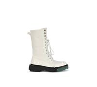 Xy London 'blakely' Flat Wedge Green Sole Biker Lace Up Ankle Boots In White White 3