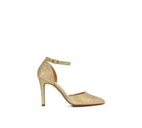 Xy London 'claire' D'orsay Point Toe Ankle Strap Stiletto Heel Court Shoes In Gold Gold