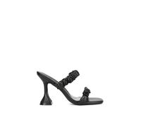 Xy London 'daphne' Slip On Sculptured High Heel Sandals With Ruched Double Strap In Black Black 4