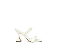 Xy London 'daphne' Slip On Sculptured High Heel Sandals With Ruched Double Strap In White White 8