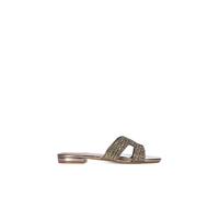 Xy London 'edith' Diamante Holiday Flat Sandals With Square Toe In Charcoal Charcoal