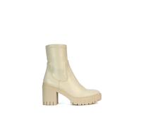 Xy London 'ella' Platform Block Heel Zip Up Stretch Chelsea Ankle Boots In Beige Beige 7