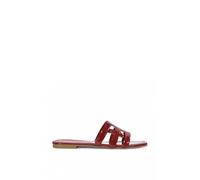Xy London 'ellie' Square Toe Flat Slider Sandals With Cut Out Straps In Red Red