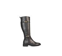 Xy London 'ellis' Flat Heel Stretch Knee High Long Boots With Buckle Details In Black Black 6