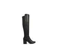 Xy London ‘Falcon’ Knee High Boots Elasticated Calf Fit Mid Block Heel In Black Black