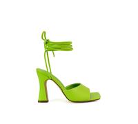 Xy London 'flora' Strappy Lace Up Block High Heels With A Square Toe In Green Green 7