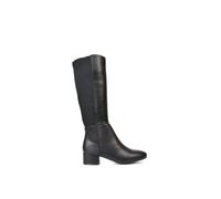 Xy London 'hannah' Low Block Heel Elasticated Calf Long Boots With Zip Fastening In Black Black