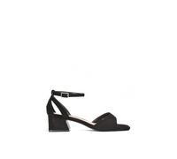 Xy London 'hayley' Strappy Block Low Heel Sandals With Cut Out In Jet Black Jet Black 8
