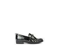 Xy London 'heidi' Black Loafers With Chain Detail Slip On Casual In True Black True Black