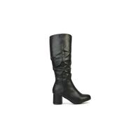 Xy London 'jackie' Ruched Mid Block High Heel Knee High Boots In Black Black