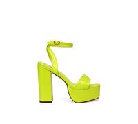 Xy London 'jayce' Strappy Chunky Block High Heel Platform Shoes With Square Toe In Green Green 4