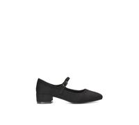 Xy London 'jenna' Mary Jane Square Toe Low Heel Buckle Strap Court Shoes In Jet Black Jet Black 4