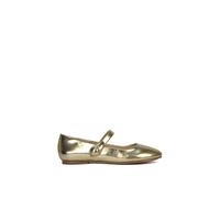 Xy London 'joanna' Flat Closed Toe Mary Jane Ballet Dolly Shoes Pumps In Metallic Gold Metallic Gold
