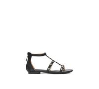Xy London 'julia' T-Bar Gladiator Sandals With Studded Details In Black Black