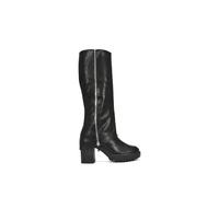 Xy London 'juliana' Fold Over Block Chunky Platform Black Knee High Boots Black