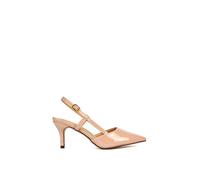 Xy London 'karla' Mid Heel Stilettos Pointed Toe Slingback Court Shoes In Nude Nude 6