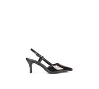 Xy London 'karla' Mid Heel Stilettos Pointed Toe Slingback Court Shoes In True Black True Black