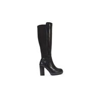 Xy London 'libby' Knee High Block High Heel Platform Elasticated Calf Boots In Black Black