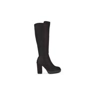 Xy London 'libby' Knee High Block High Heel Platform Elasticated Calf Boots In Jet Black Jet Black