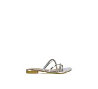 Xy London 'loretta' Cross Over Strappy Slip On Flat Diamante Sandals In Silver Silver 8