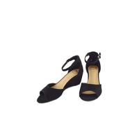 Xy London 'lottie' Peeptoe Mid Wedge Heel Sandals In Jet Black Jet Black