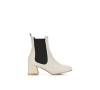 Xy London 'luca' Square Toe Pull On Mid Block Heel Chelsea Boots In Light Stone Light Stone 5