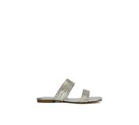 Xy London 'lucy' Slip On Flat Cork Slider Mules In Metallic Silver Metallic Silver