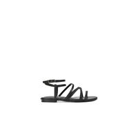 Xy London 'lyra' Flat Gladiator Strappy Sandals With Open Toe In Black Black