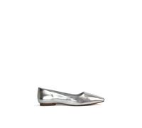 Xy London 'maci' Square Toe Slip On Flat Heel Ballerina Pumps In Metallic Silver Metallic Silver