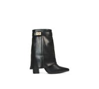 Xy London 'maggie' Pointed Toe Overlap Ankle Calf Boots With Block Heel In Black Black 6