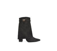 Xy London 'maggie' Pointed Toe Overlap Ankle Calf Boots With Block Heel In Jet Black Jet Black 7